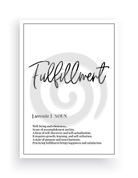 Fulfillment definition, minimalist poster design
