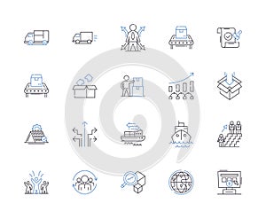 Fulfillment and Distribution outline icons collection. fulfillment, distribution, warehouse, inventory, logistics