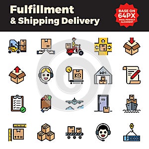 Fulfillment and shipping delivery filled outline icons