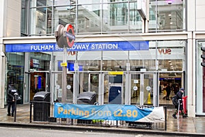 FULHAM, LONDON, ENGLAND- 17 February 2021: Fulham Broadway Station