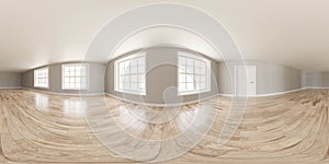 full 360 panorama view of empty vintage classic retro living room interior 3d render illustration hdri hdr vr style
