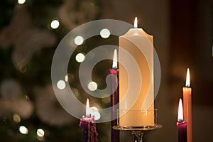 Full Advent Wreath on Christmas Eve photo