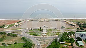 Full aerial view of Ghana's Blackstar square, Independence square