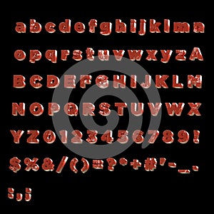 Full Alphabet of painted red metal i