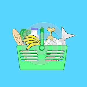 Full basket of fresh food clip art