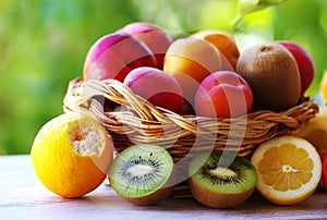 full basket of ripe fruits