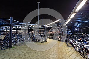Full bicycle shed at Sassenheim train station in the Netherlands