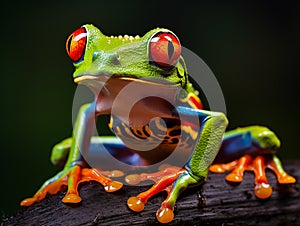 Full body of Agalychnis callidryas, also known as the red-eyed tree frog