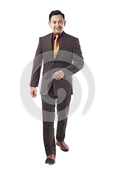 Full Body Portrait of Asian Businessman Isolated on White