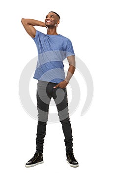 Full body portrait of a cool guy smiling