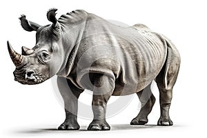 Full body rhino isolated on white background.