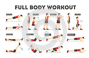 Full body workout set. Exercise for man