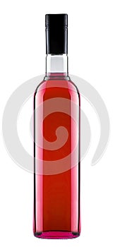 Full bottle of red alcoholic cocktail