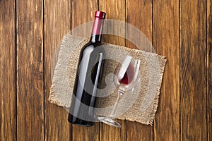 Full bottle red wine empty glass. High quality and resolution beautiful photo concept