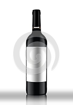 A full bottle of wine on a white background