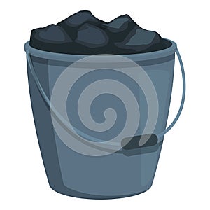 Full bucket of coal icon cartoon vector. Shaft plant