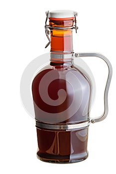 Full capped amber glass German growler jug