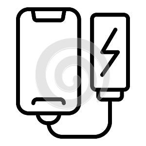 Full charging phone icon outline vector. Power charger