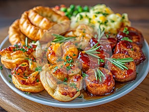 a full Christmas dinner plate