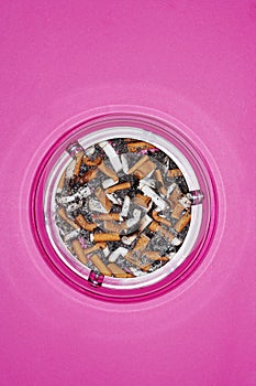 Full Of Cigarette Butts In Ashtray