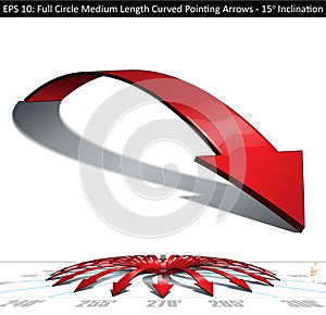 Full Circle Medium Length Curved Pointing Arrows Set - 15 Degree