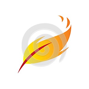 Full color feather fire flame logo design