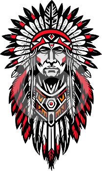 Full Color Indian Native American Tattoo Vector