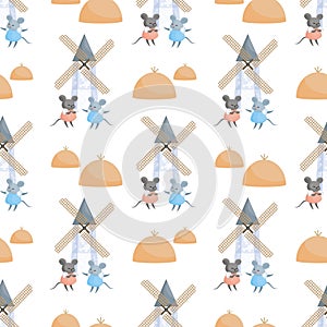 Seamless pattern with cute mouses