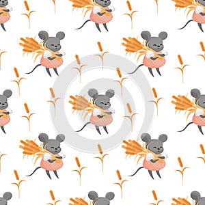 Seamless pattern with cute mouses