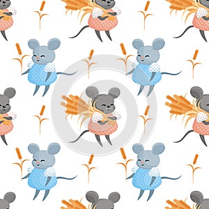 Seamless pattern with cute mouses