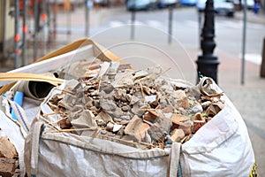 Full construction waste debris bags