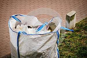 Full construction waste debris rubble bag