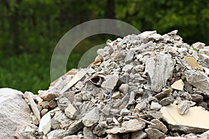 Full construction waste debris rubble bags