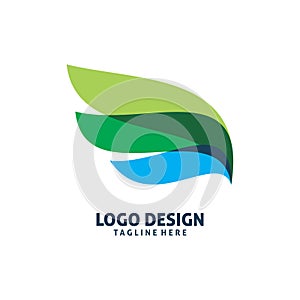 Full coor feather wing leaf logo design