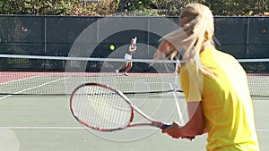 Full court tennis game slow motion