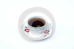 Cup Coffee Black White background.
