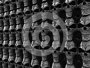 Full dark heavy metal wall of skulls