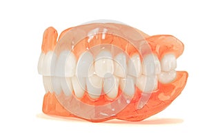 Full denture dentures close-up. Orthopedic dentistry with the us photo