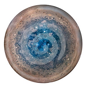 Full disk of planet Jupiter globe from space isolated