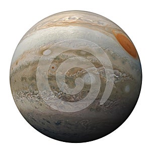 Full disk of planet Jupiter globe from space isolated photo