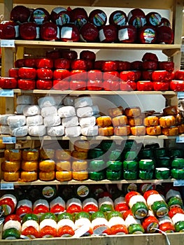 Dutch cheese shapes. typical Amsterdam recipe. Local travel souvenirs in the Netherlands. bright colors