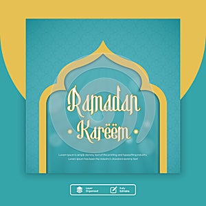 Ramadan Kareem social media square post banner design template photo