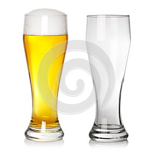 Full and empty beer glass