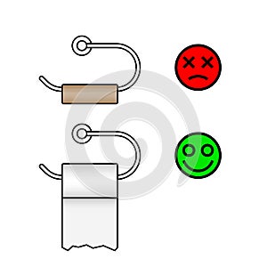 Full and empty toilet paper roll vector icons.
