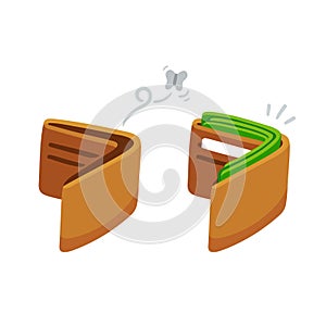 Full and empty wallet illustration photo