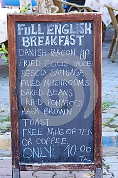 Full English Breakfast Menu Board