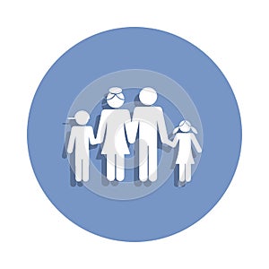 Full-fledged family holding hands icon in badge style. One of Family collection icon can be used for UI, UX