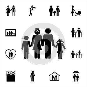 Full-fledged family holding hands icon. Detailed set of Family icons. Premium quality graphic design sign. One of the collection i