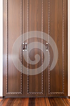 Full frame background of a Closed Wooden Door of a Closet