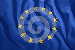 Full frame background of European Union flag blowing in the wind